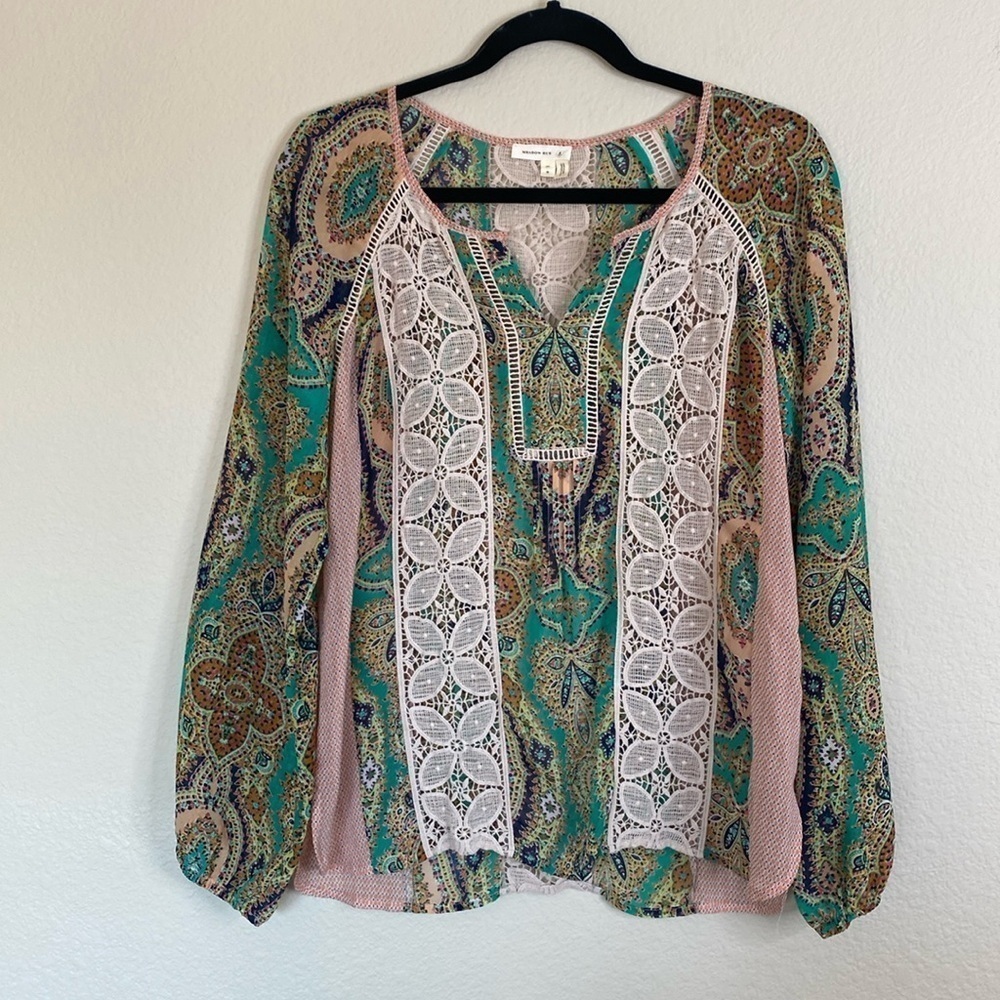Anthropologie Meadow Rue blouse women's small sheer EUC